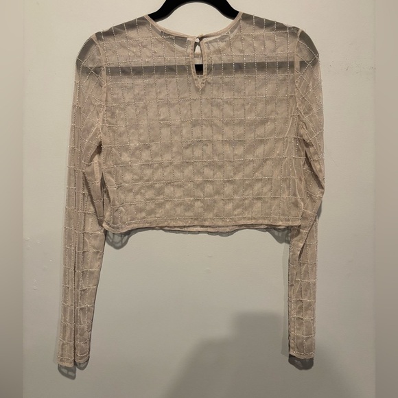 ZARA Mesh Rhinestone & Beaded Long Sleeve - Picture 6 of 6